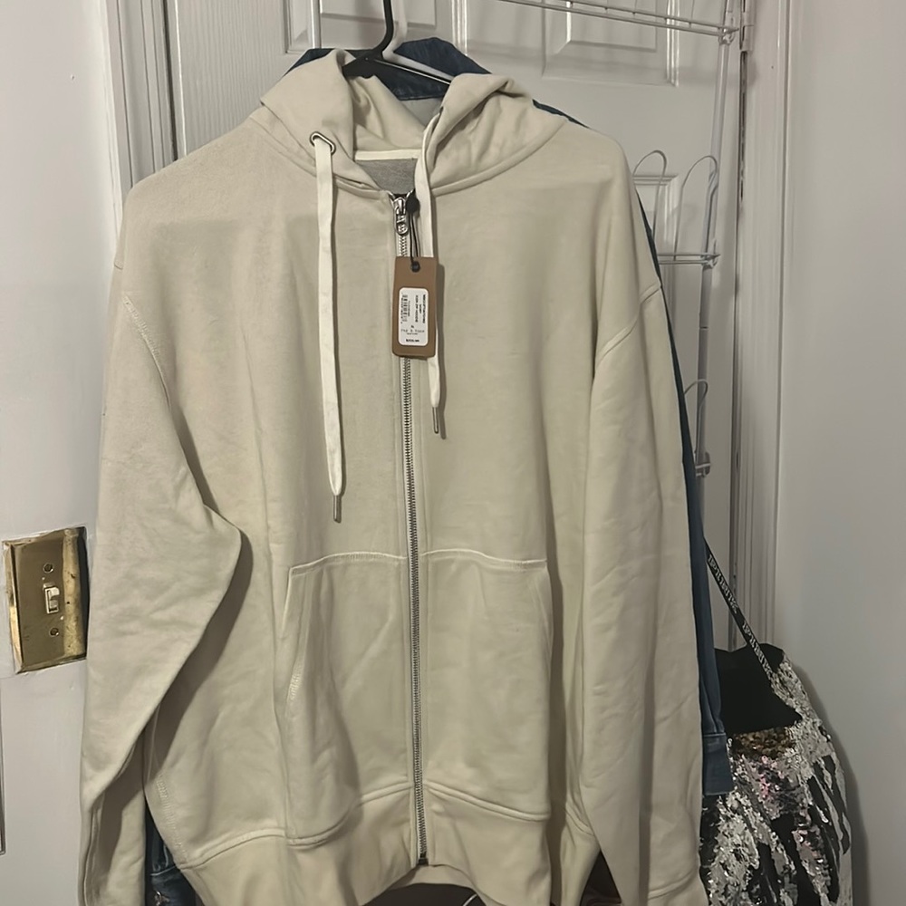 Rag & Bone's 'Icon' zip hoodie in Cream/beige